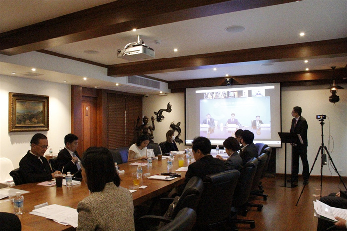  中國貿(mào)促會副會長張慎峰視頻致辭。中國貿(mào)促會駐泰國代表處供圖