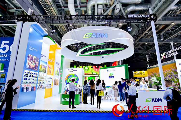 美國農產品加工和貿易企業(yè)ADM在進博會的展臺。人民網記者 趙益普攝