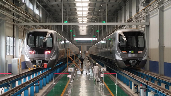 石家莊地鐵二號(hào)線列車。 中車齊車集團(tuán)石家莊公司供圖