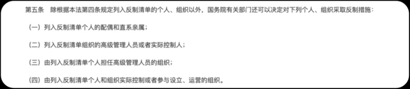 《反外國制裁法》明確規(guī)定反制對象。