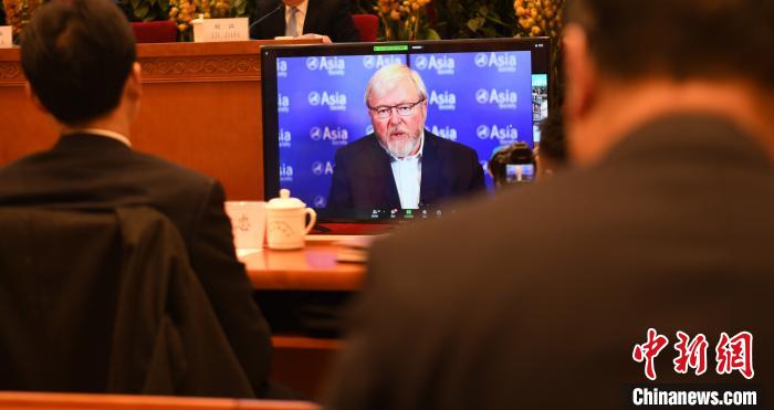 圖為外國專家通過線上進(jìn)行分享交流。　趙朗 攝