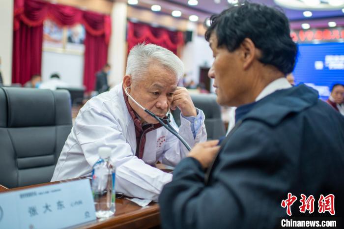 圖為專家團隊在日喀則市開展義診活動?！〉┰雠?攝