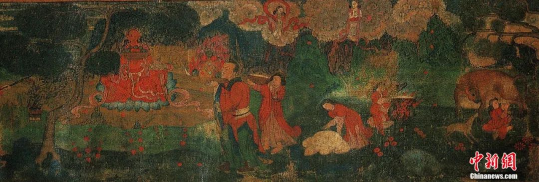 14世紀(jì)唐卡卷軸畫《女神》局部。<a target='_blank' href='/'><p  align=