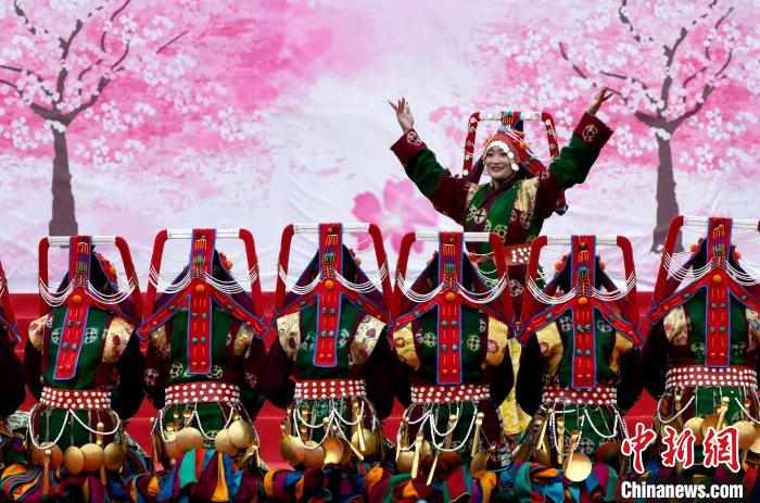 3月28日，西藏林芝第二十屆桃花旅游文化節(jié)開幕式上的文藝表演?！±盍?攝