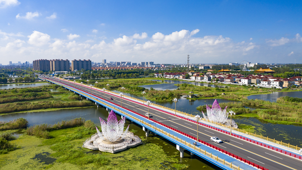 從興化城區(qū)長(zhǎng)安路延伸至菜花大道的“千垛美路”。周社根攝